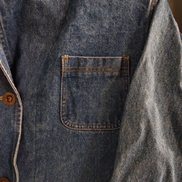 Vintage Daniel Women's Large Denim Jean Jacket Long Full Button Up Pockets 90's - Picture 5 of 12